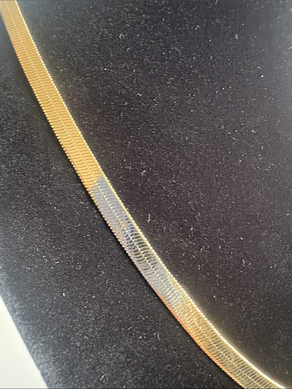 Gold Herringbone Necklace Sleek Flat Chain Women Jewelry - Picture 3 of 5